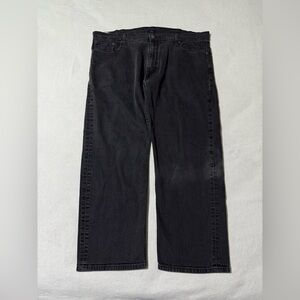 Levis 569 Mens‎ 42x27 Loose Fit Straight Leg Black Dark Wash Denim Jeans
